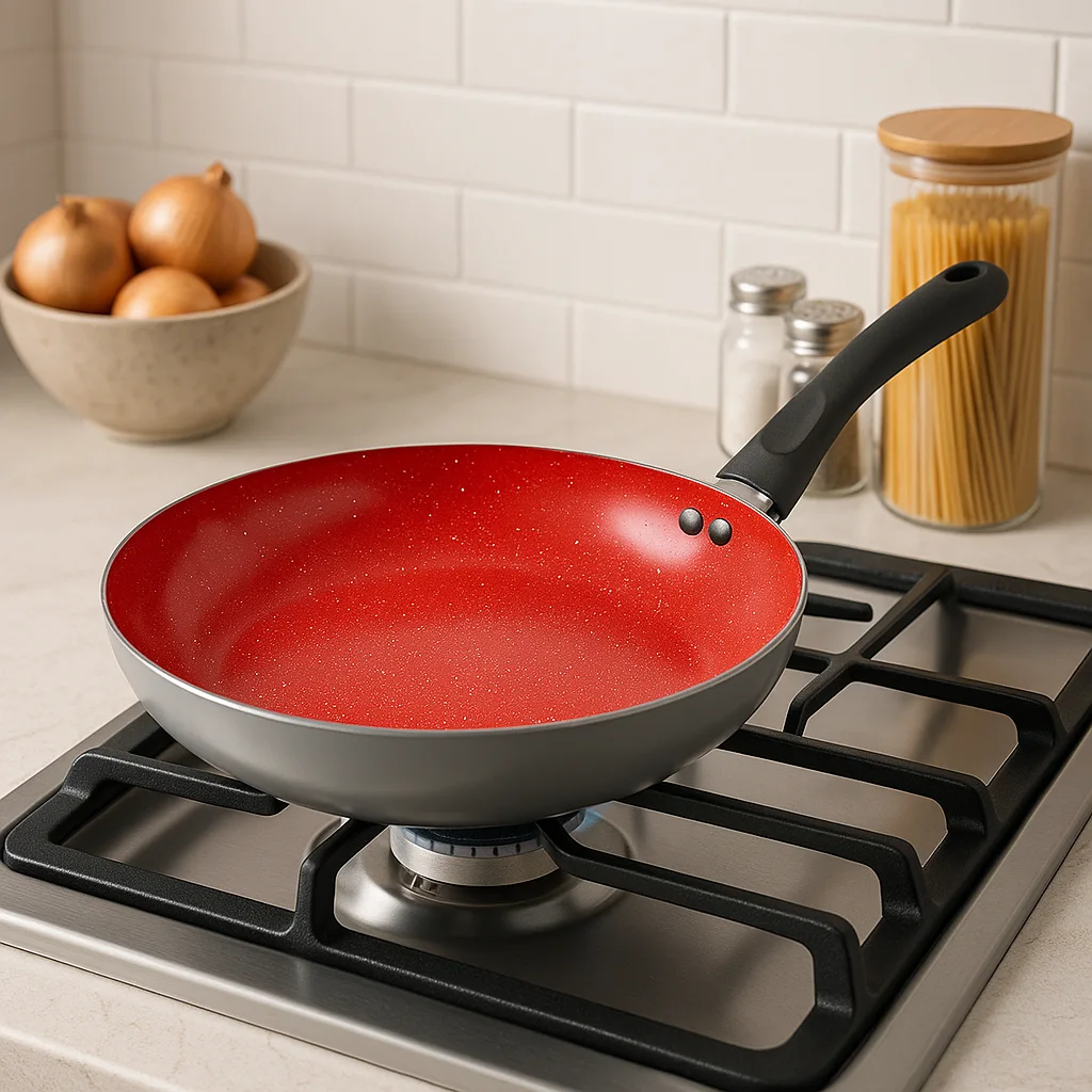 WT-FP029 Red Ceramic Non-stick painting Pressed Frying Pan — image 3